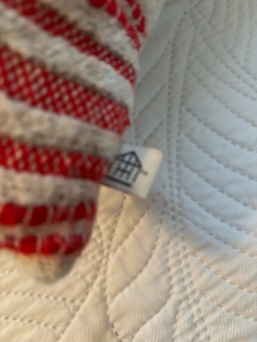 Cream and Red Striped Decorative Pillow
